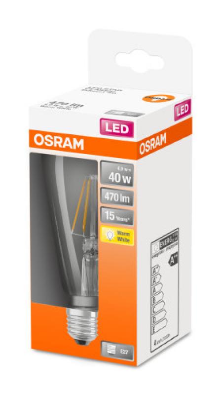 OSRAM E27 LED Lampe STAR EDISON Edition 4W wie 40W warmweiße Wohnbeleuchtung klar