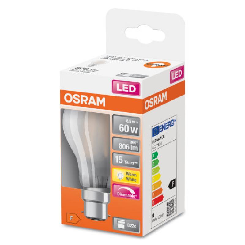 OSRAM B22d LED SUPERSTAR Lampe matt dimmbar 7W wie 60W warmweißes Licht