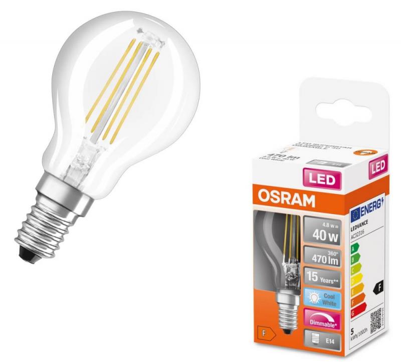 OSRAM E14 LED SUPERSTAR Filamentlampe klar dimmbar 4,8W wie 40W neutralweißes Licht