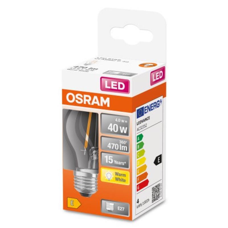 OSRAM ER27 LED Lampe STAR FILAMENT klar 4W wie 40W warmweißes Licht für Wohnräume