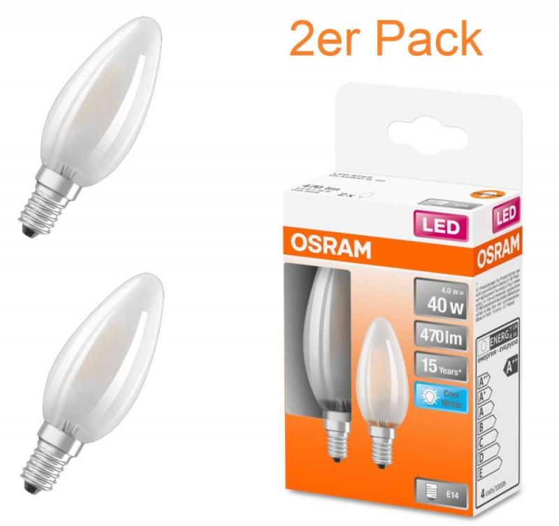 2er-Pack E14 OSRAM LED STAR RETROFIT Lampe matt 4W wie 40W neutralweißes Licht