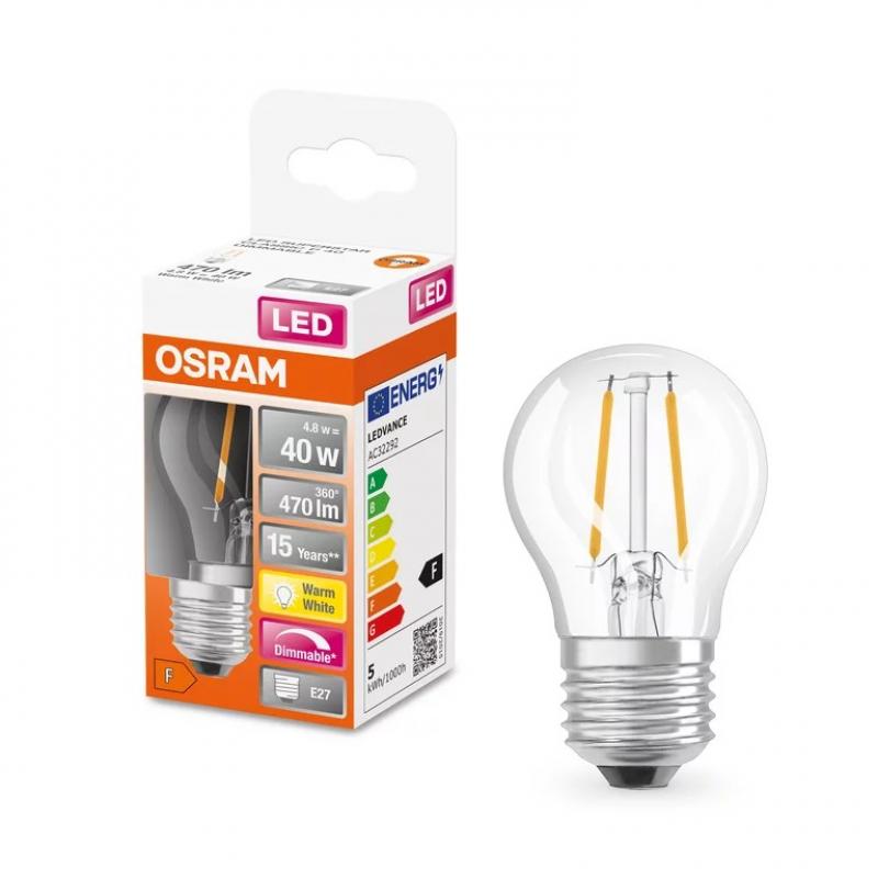 OSRAM E27 LED SUPERSTAR FILAMENT Lampe klar dimmbar 4,8W wie 40W warmweißes Licht