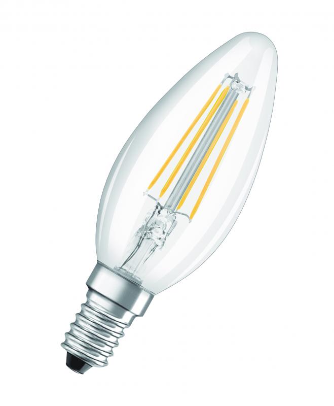 OSRAM E14 LED SUPERSTAR FILAMENT Lampe klar dimmbar Kerzenform 4,8W wie 40W warmweißes Licht