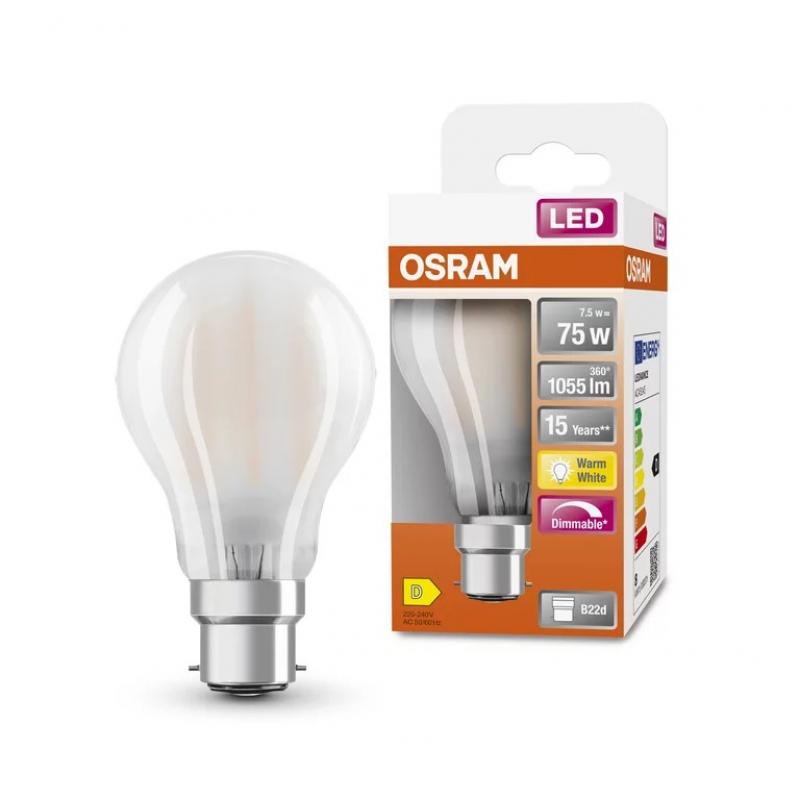 OSRAM B22d LED SUPERSTAR Lampe matt dimmbar 7,5W wie 75W warmweißes Licht 2700K