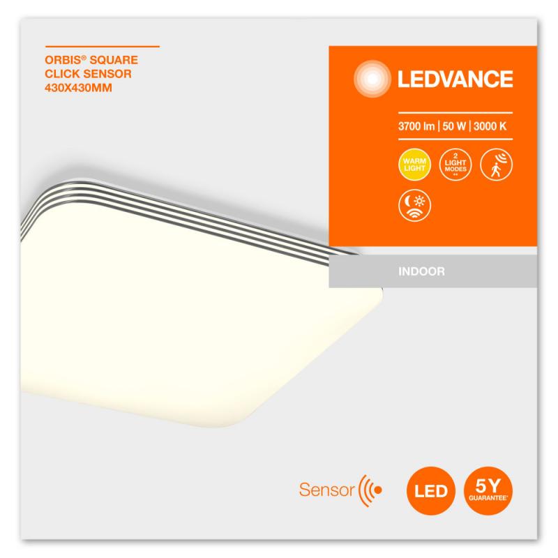  LEDVANCE Orbis LED-Deckenleuchte SQUARE Click Sensor 430 Warmweiß