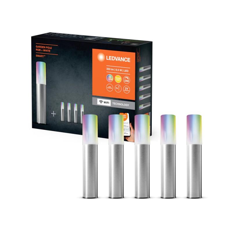 LEDVANCE SMART+ WiFi Garden Pole Lichterkette RGBW Edelstahl 5-flammig Basisiset