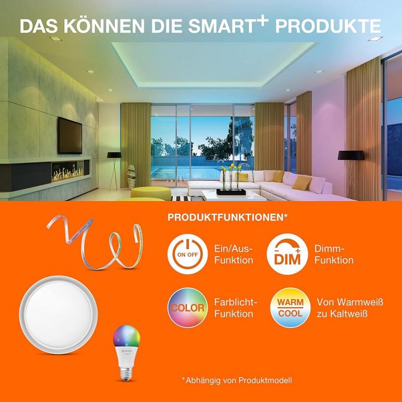 WiFi LED-Deckenleuchte LEDVANCE SMART+ Planon Rahmenloses Panel veränderbarer Farbton 120x30cm, Appsteuerung