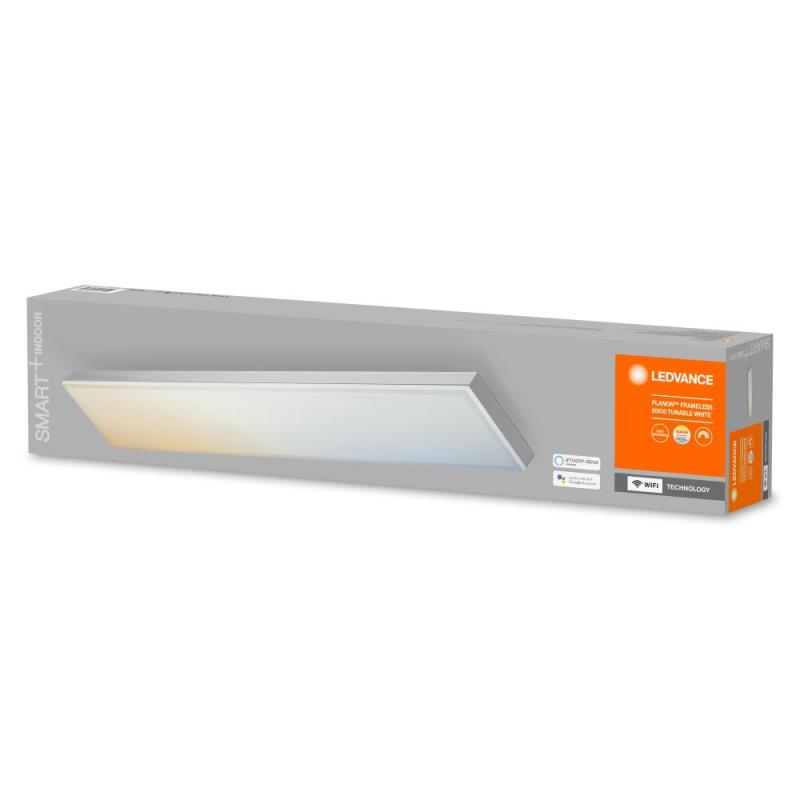 Eckiges rahmenloses WiFi LED-Panel LEDVANCE SMART+ Tunable White flach in weiss 60x10cm, Sprach- & Appsteuerung
