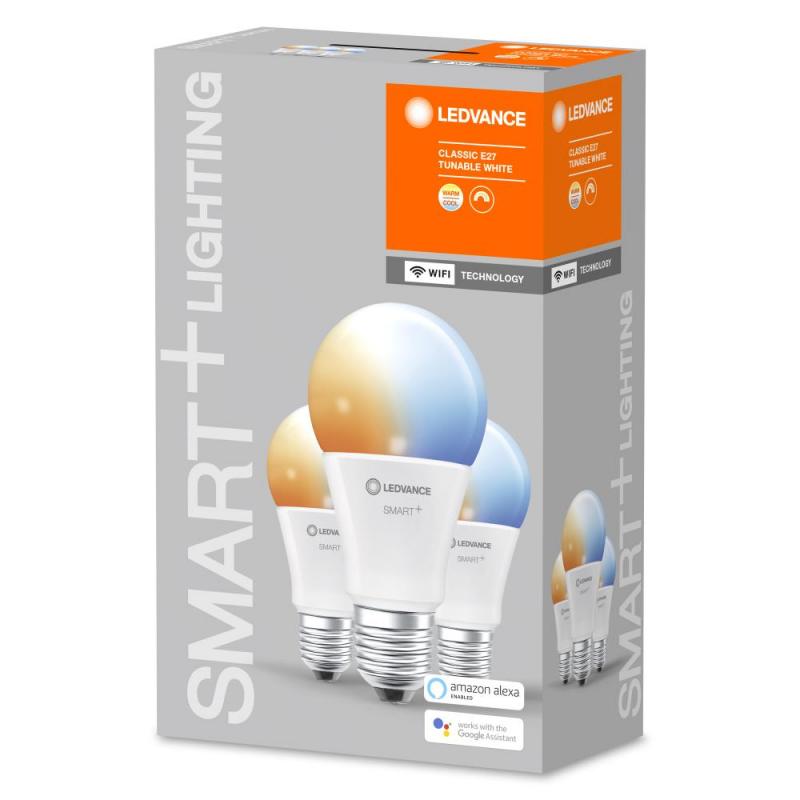 3er Pack LEDVANCE SMART+ Classic E27 Leuchtmittel dimmbar 9W wie 60W tunable white 2700-6500K