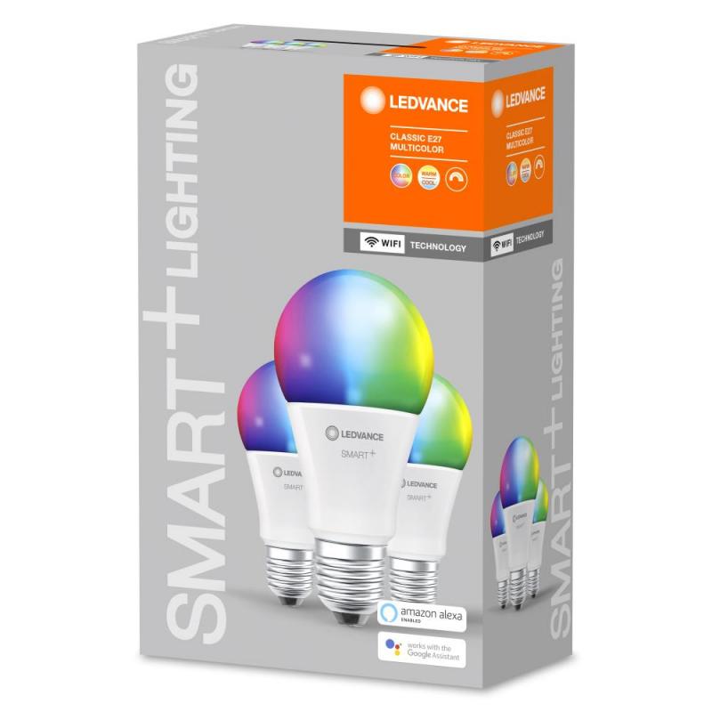 3er Pack LEDVANCE SMART+ Classic E27 Leuchtmittel RGBW dimmbar 9W 2700-6500K
