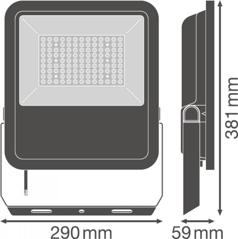 LEDVANCE LED Flutlichtstrahler - FL AREA ASYM 48x92 72 W 4000 K BK - mit linsenbasierender asymmetrischer Leuchtdichteverteilung