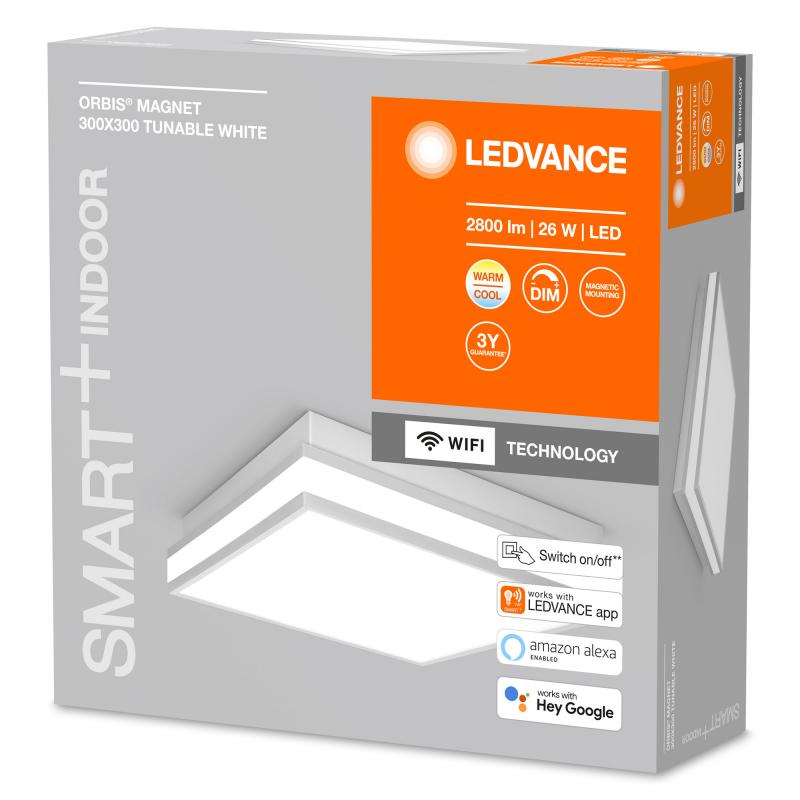 LEDVANCE SMART+ WIFI Orbis Magnet 30 x 30 graue Deckenleuchte TW