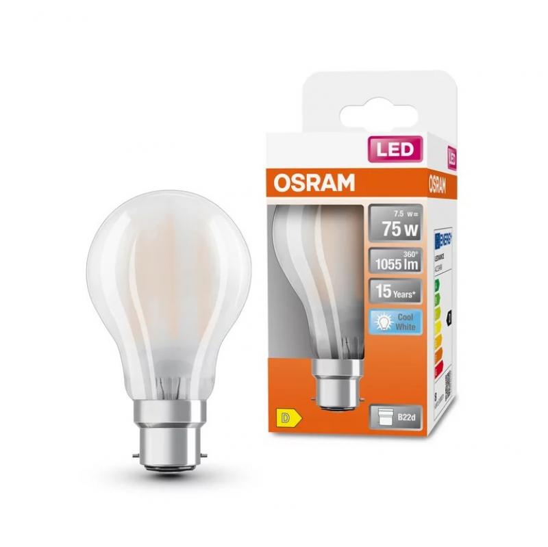 OSRAM B22D LED Lampe STAR mit Bajonettsockel 7,5W wie 75W neutralweißes Licht 4000K matt