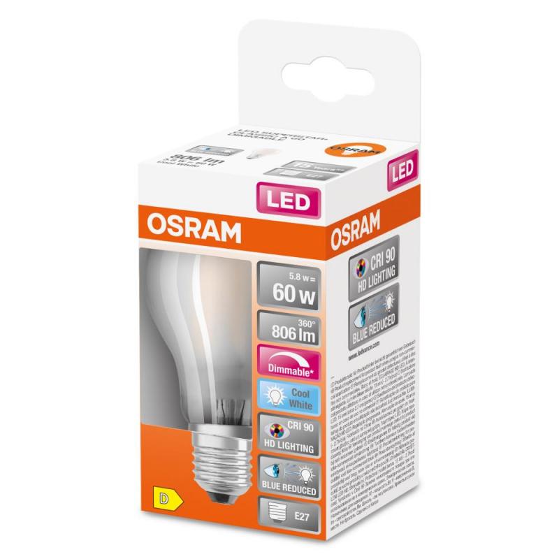 OSRAM E27 LED SUPERSTAR PLUS Leuchtmittel matt dimmbar 5,8W wie 60W universalweißes Licht 4000K 90 Ra