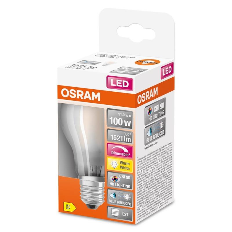 OSRAM E27 LED SUPERSTAR PLUS Lampe HD LIGHTING mattiert dimmbar 11W wie 100W warmweißes Licht & hohe Farbwiedergabe