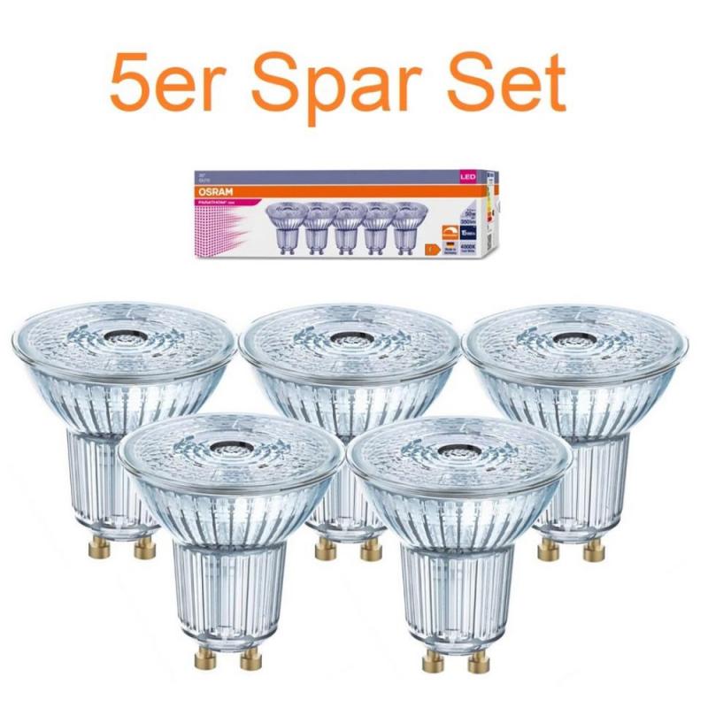 5er Pack OSRAM GU10 PARATHOM PAR16 LED Strahler dimmbar 4,5W wie 50W 36° 4000K neutralweiß