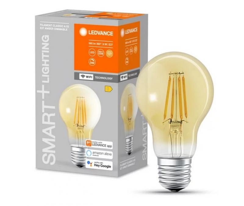 LEDVANCE smarte E27 WiFi Filament Lampe Gold mit warmweißem Licht