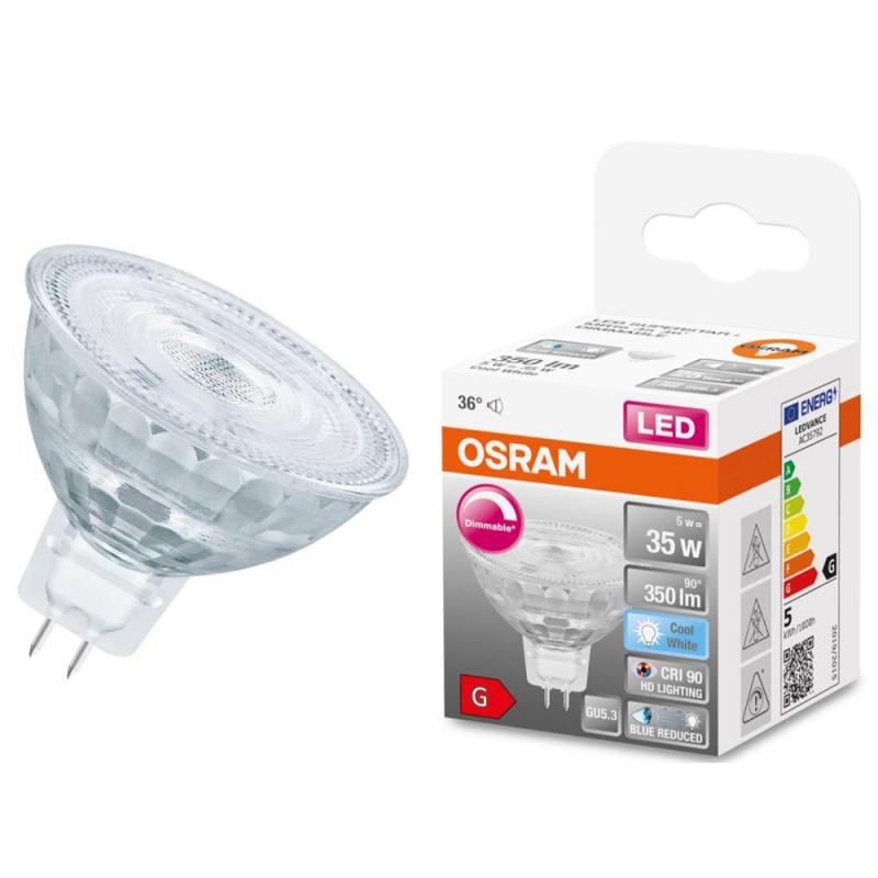 OSRAM GU5.3 Strahler Superstar Plus MR16 HD LIGHTING 36° Abstrahlwinkel dimmbar 5W wie 35W neutralweißes Licht 90Ra