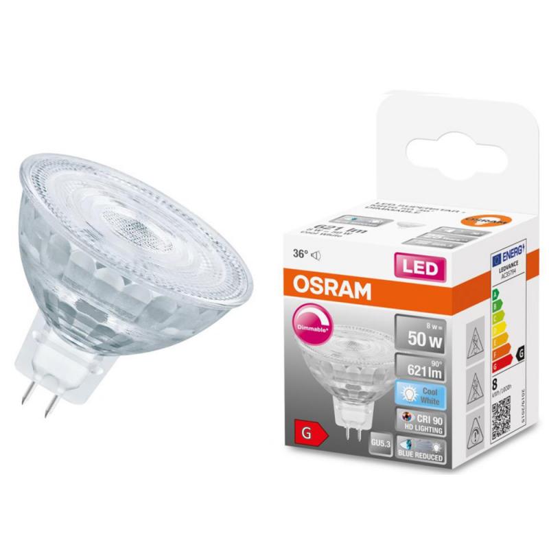 OSRAM GU5.3 Strahler Superstar Plus MR16 HD LIGHTING 36° Abstrahlwinkel dimmbar 12V 8W wie 50W neutralweißes Licht 90Ra