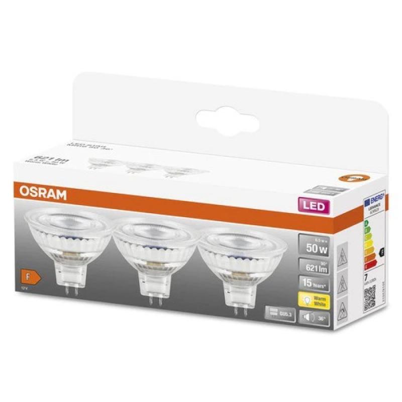 3er Pack OSRAM GU5.3 LED Star MR 16 Strahler 6,5W=50W 36°-Abstrahlwinkel 2700K warmweißes Licht 12V