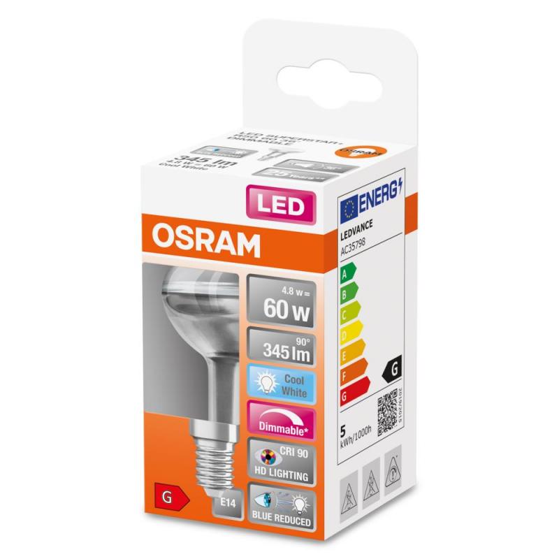 OSRAM E14 Reflektor R50 Superstar Plus HD LIGHTING / Blue Reduced 36° Abstrahlwinkel dimmbar 4,8W wie 60W 4000K neutralweiß 90Ra