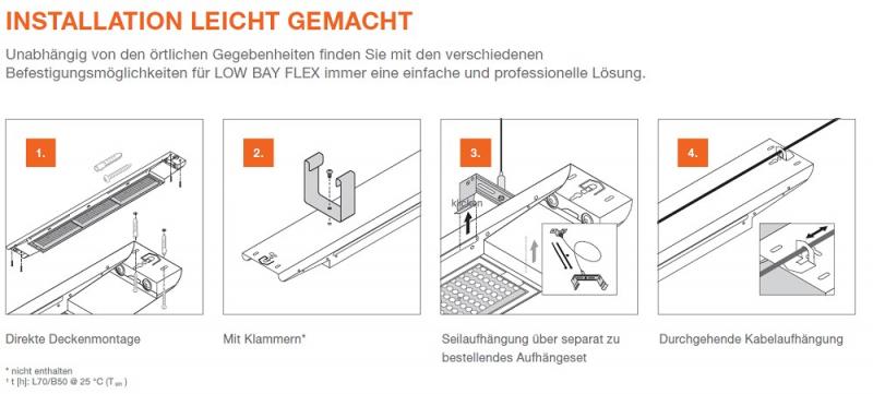 120cm Ledvance LED Hallenleuchte Low Bay LB FLEX 1200  DALI P 73W 840 VW 4000K Neutralweißes Licht 11315 Lumen 120° IP23 EVG