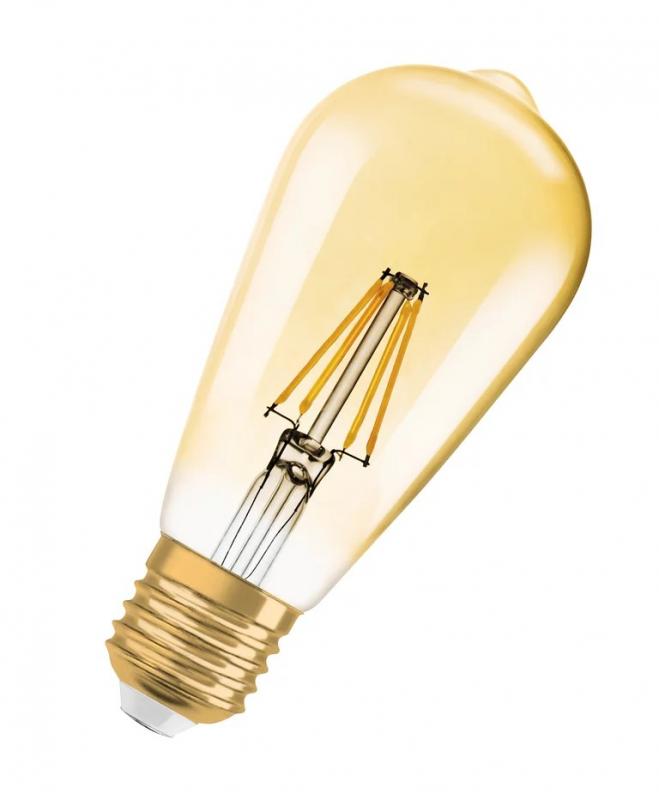 OSRAM E27 LED VINTAGE Glühlampe in EDISON Kolbenform GOLD dimmbar 6,5W wie 55W extra warmweißes gemütliches Licht