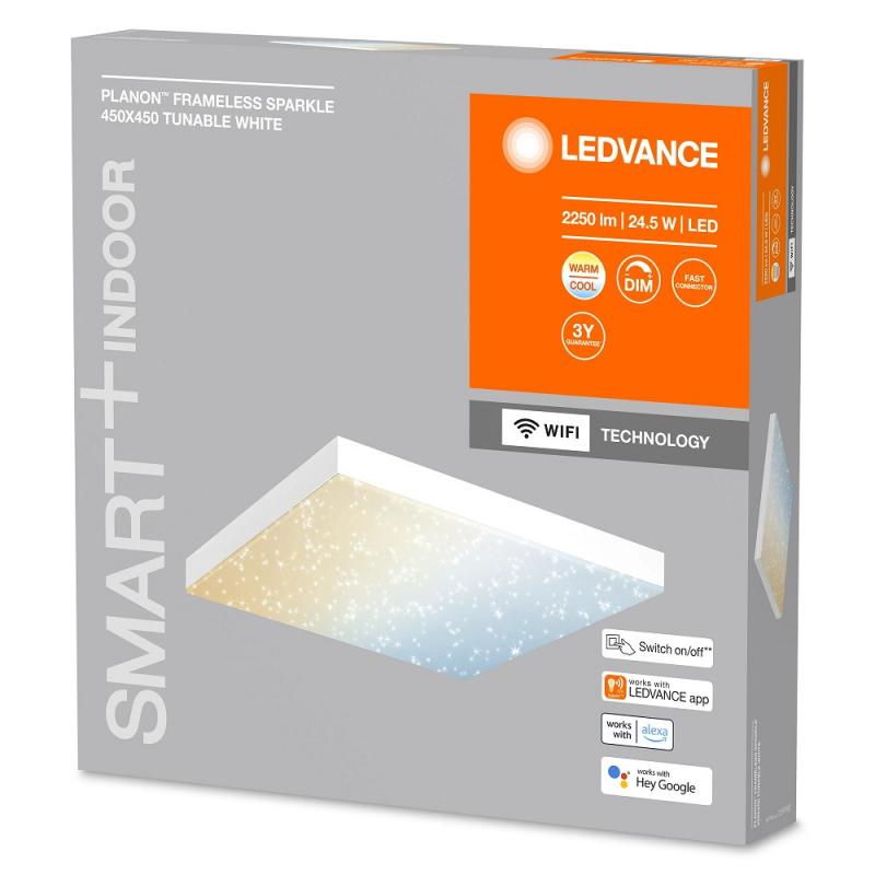 LEDVANCE WiFi Smart+ WiFi LED Panel Planon Frameless Sparkle 45x45cm Funkeleffekt erinnert an einen Nachthimmel