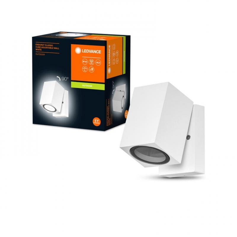 LEDVANCE Wandleuchte Endura Classic Cube in Weiß mit verstellbarem Lampenkopf
