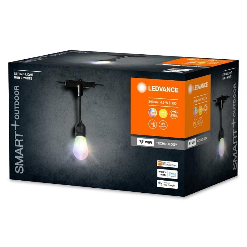 7,5m LEDVANCE Smart+ WiFi Outdoor Lichterkette Stringlight mit 12 LED-Lampen mit warmweißem oder buntem Licht