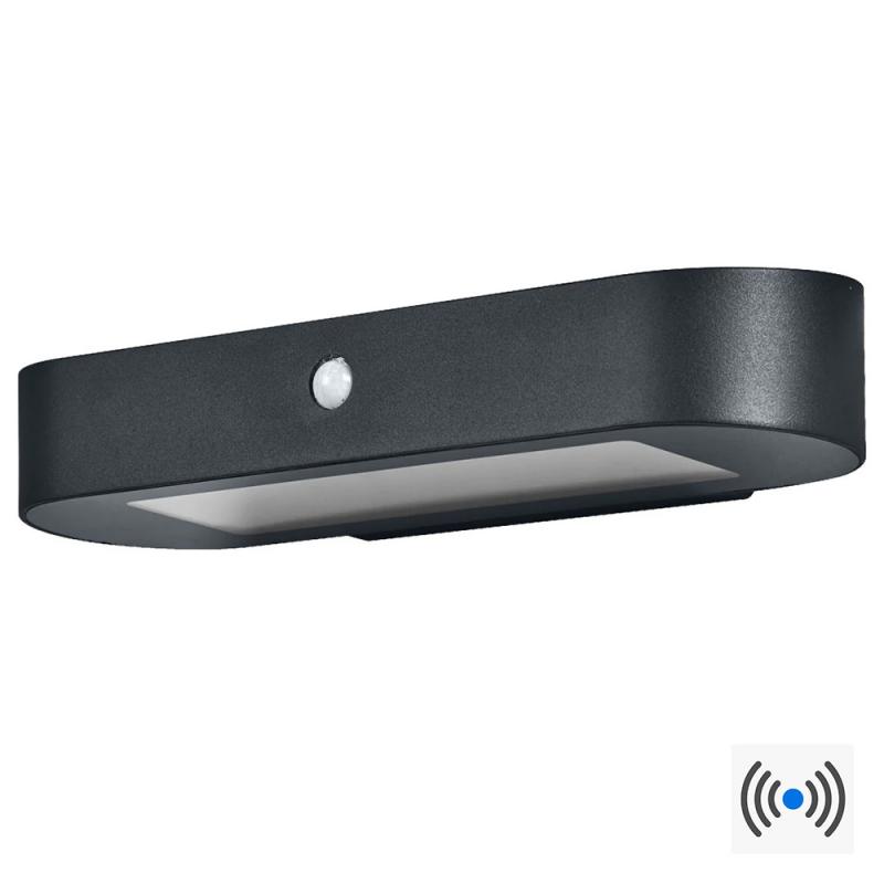 LEDVANCE Wandleuchte Endura Style Oval Wall Solar & Sensor in Schwarz aus Aluminium 3000K