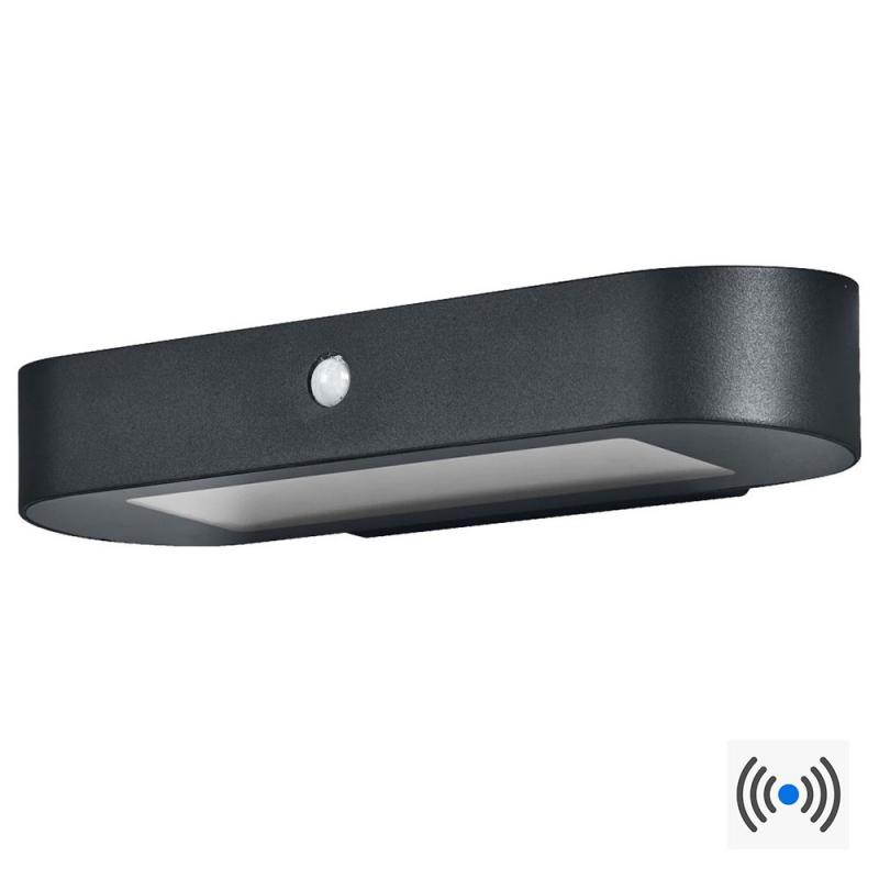 LEDVANCE Wandleuchte Endura Style Oval Wall Solar & Sensor in Schwarz aus Aluminium 4000K