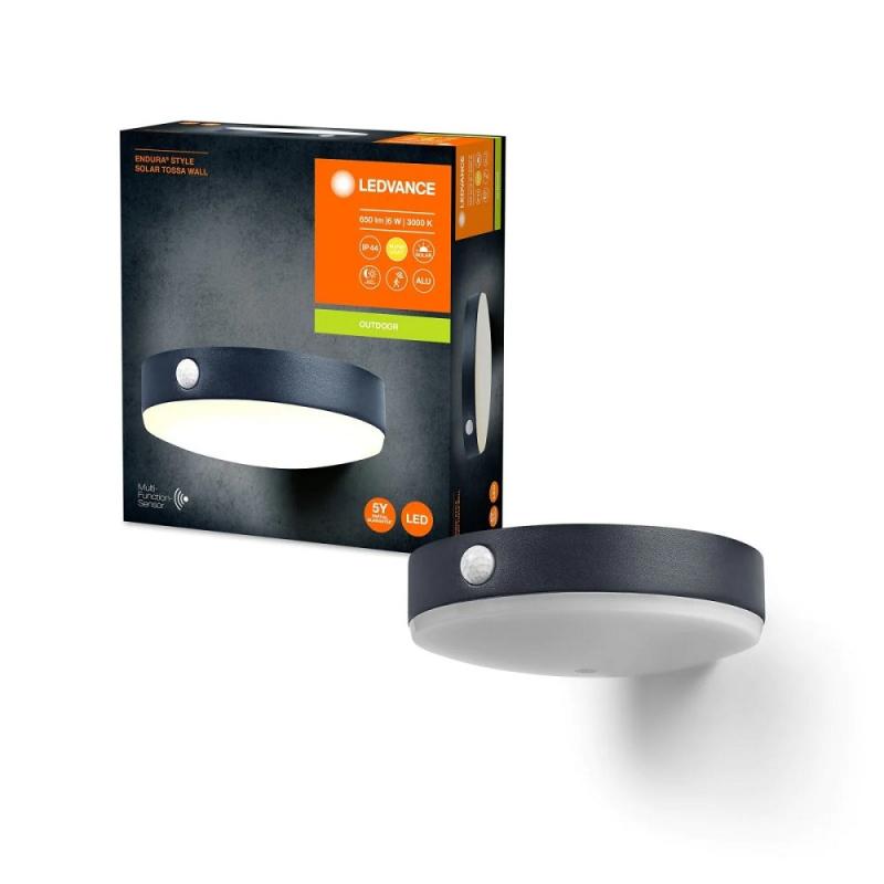 Aktion: Nur noch angezeigter Bestand verfügbar - LEDVANCE Wandleuchte Endura Style Tossa Wall Solar & Sensor in Schwarz 3000K