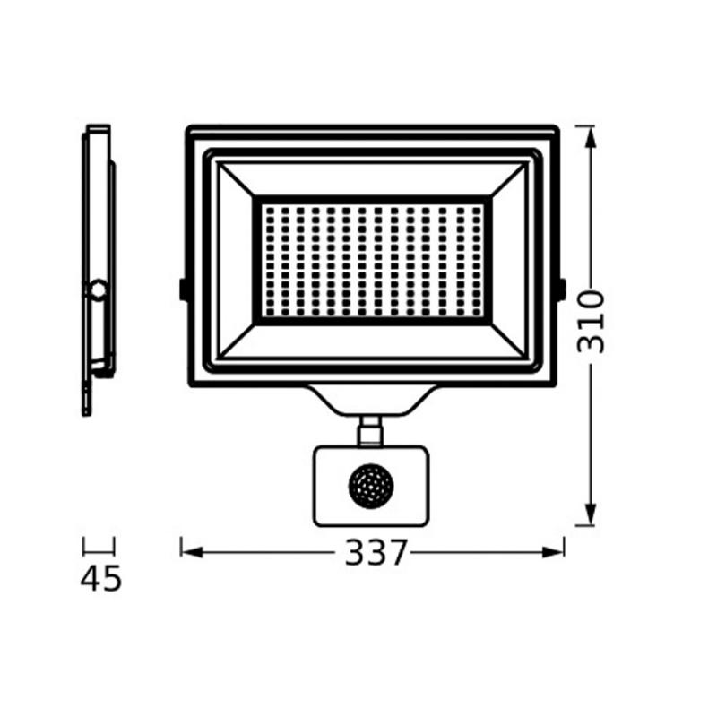 LEDVANCE LED Fluter Floodlight Essential mit Sensor 150W 4000K Neutralweiß IP44 schwarz