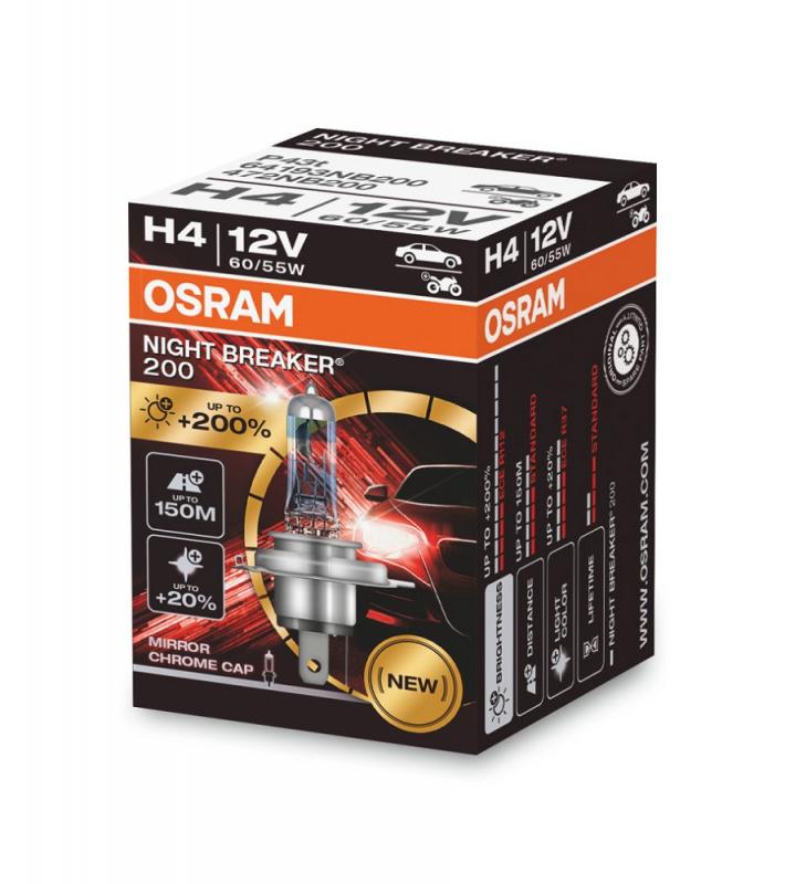 OSRAM P43t NIGHT BREAKER 200 H4 - leistungsstärkstes Halogenlicht von OSRAM