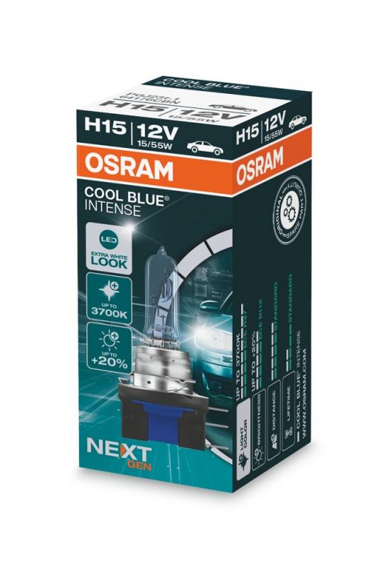 OSRAM PGJ23t-1 COOL BLUE INTENSE (NEXT GEN) H15 als Abblendlicht/Fernlicht Halogenlicht 64176CBN