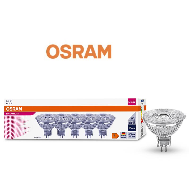 5er Pack OSRAM GU5.3 LED Reflektor MR16 36° Abstrahlwinkel 3,8W wie 35W 4000K neutralweißes Licht 12V