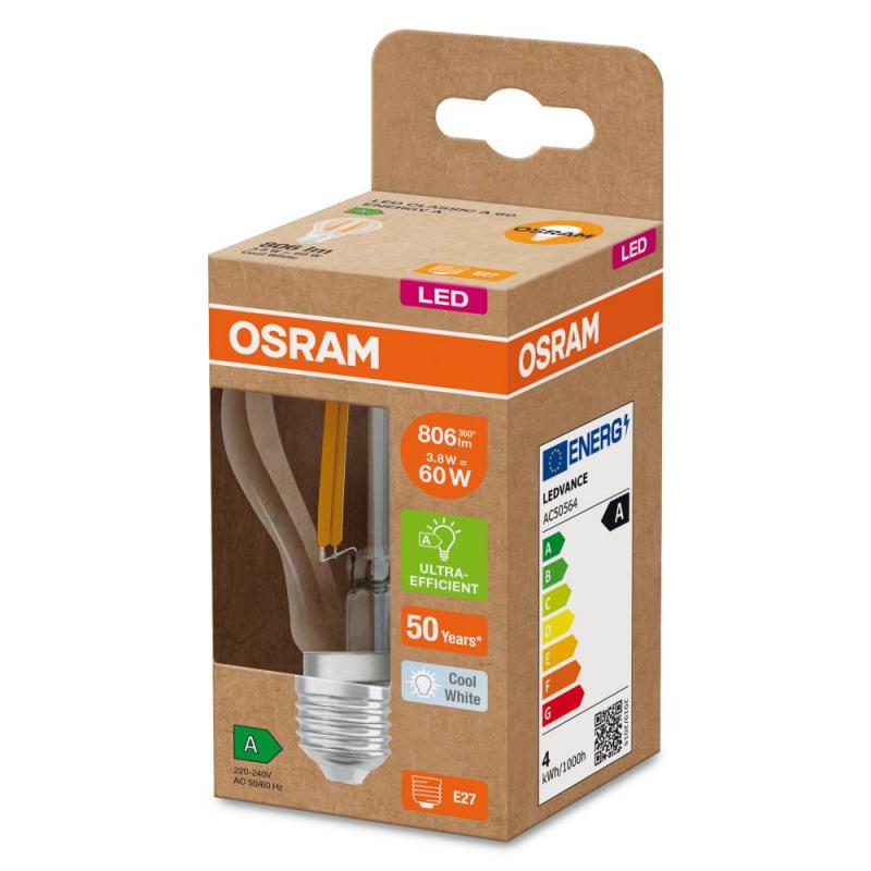 OSRAM E27 besonders effiziente LED Lampe 3,8W wie 60W 4000K neutralweißes Licht - beste Energie Effizienz Klasse