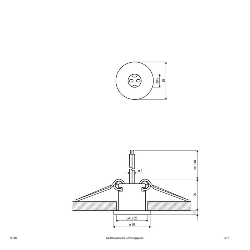 EVN Deckeneinbau Lichtpunkt rund chrom matt IP20 für G4 Leuchtmittel 12V EinbauØ25