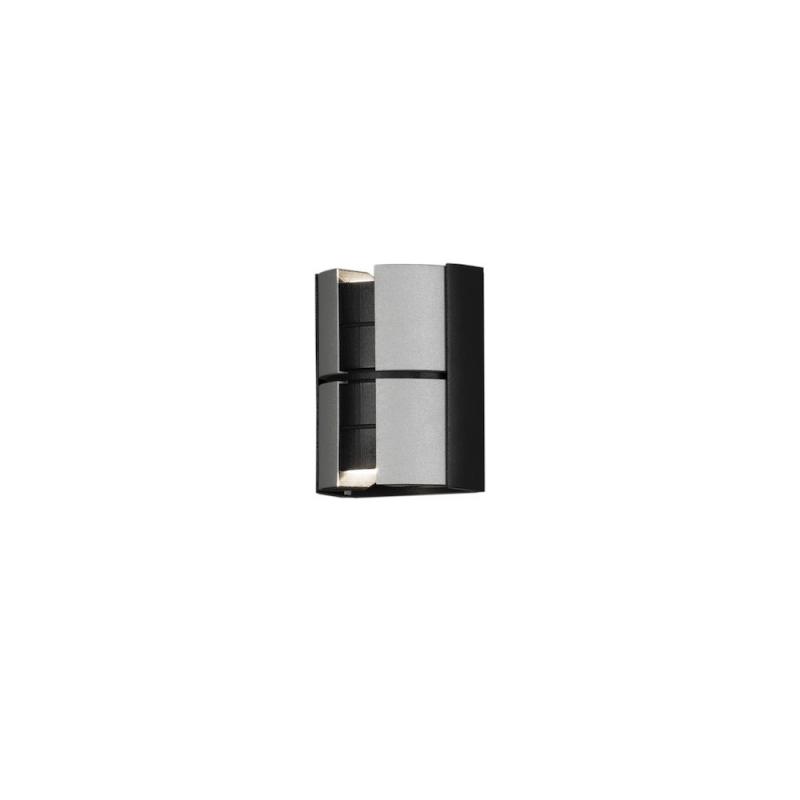 Konstsmide 425-753 Vidar Wandleuchte schwarz und silber lackiertes Aluminium, klares Acrylglas, individuell verstellbarer Lichtaustritt 0-85°