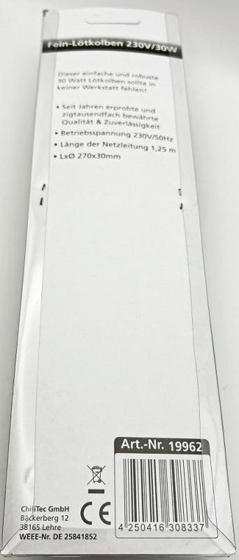 ChiliTec Fein-Lötkolben 230V/30W mit 1,25m Zuleitung