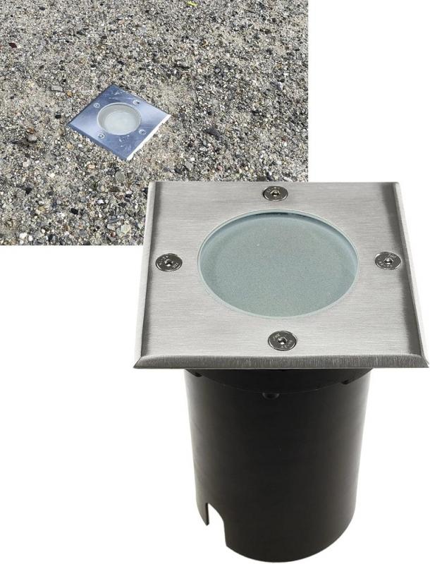 ChiliTec Bodenleuchte "BEL Uni Q" 10x10x14cm, IP65, GU10 Fassung, 4eckig