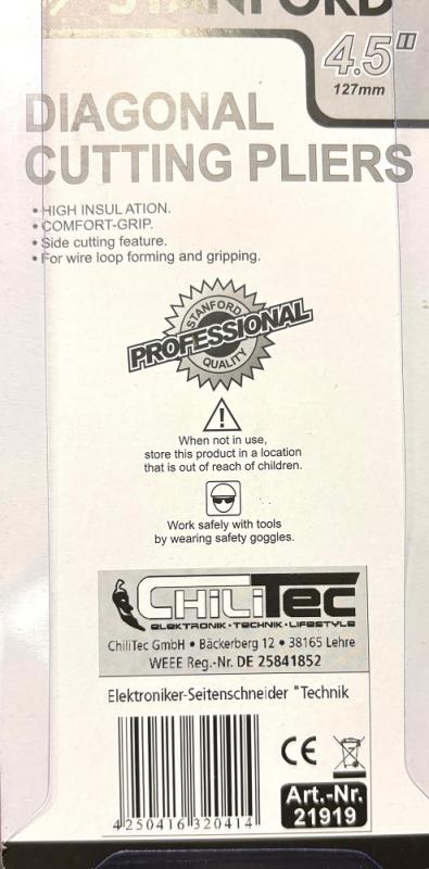 ChiliTec Elektroniker-Seitenschneider "Technik" mit Feder, isoliert , 127mm