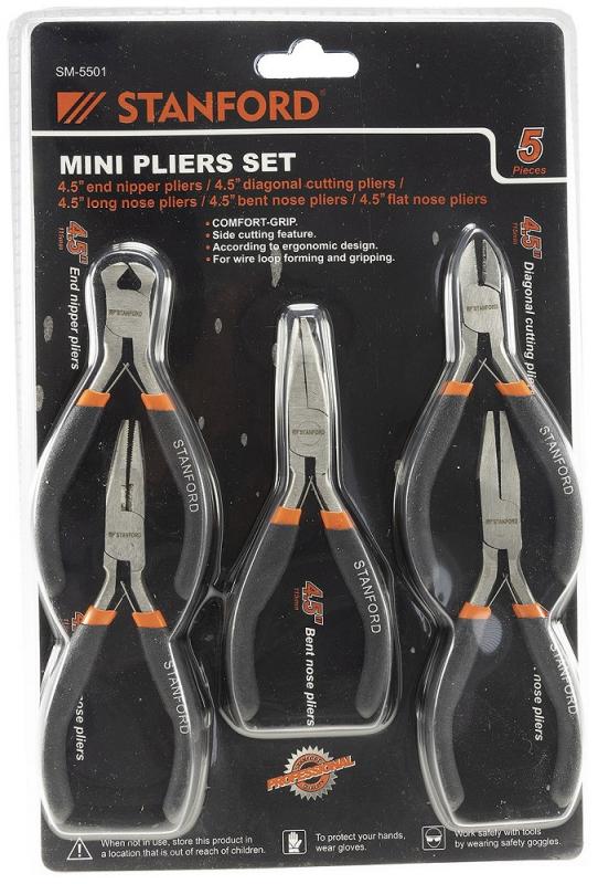 ChiliTec Elektroniker Zangen-Set "MiniGrip" 5-tlg 12cm, isolierte Griffe, federöffnend