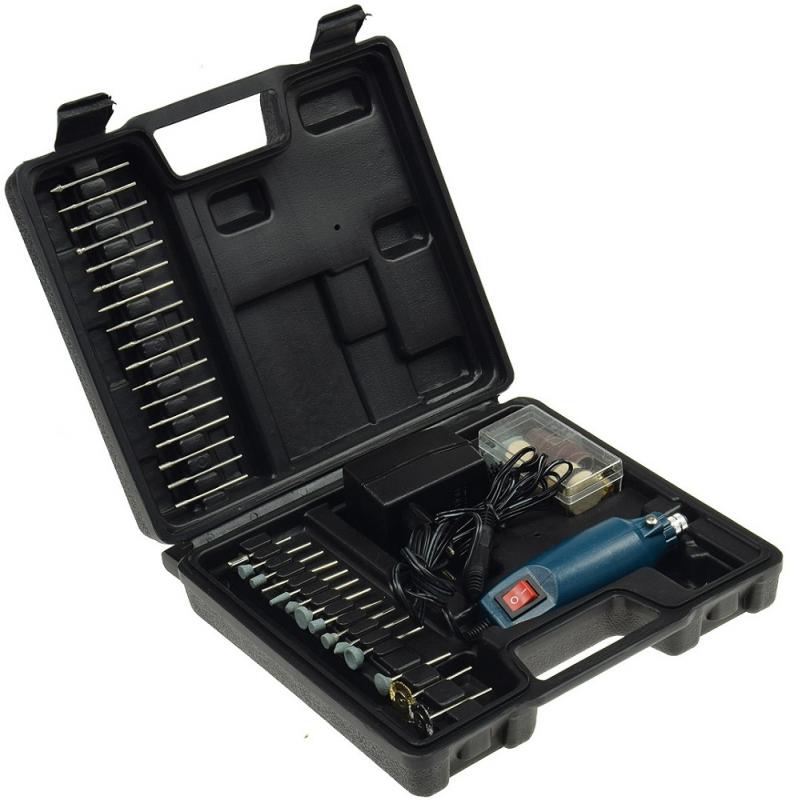 ChiliTec Mini-Bohrmaschine "Drill-Power V2" 12V= 12.000UpM, 63-teilig, viel Zubehör
