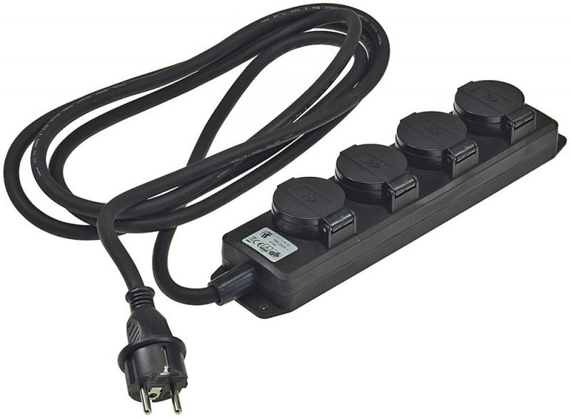 ChiliTec Gartensteckdosenleiste für Außen, 4-fach IP44, H07RN-F 3G1,5mm², Zuleitung 3m