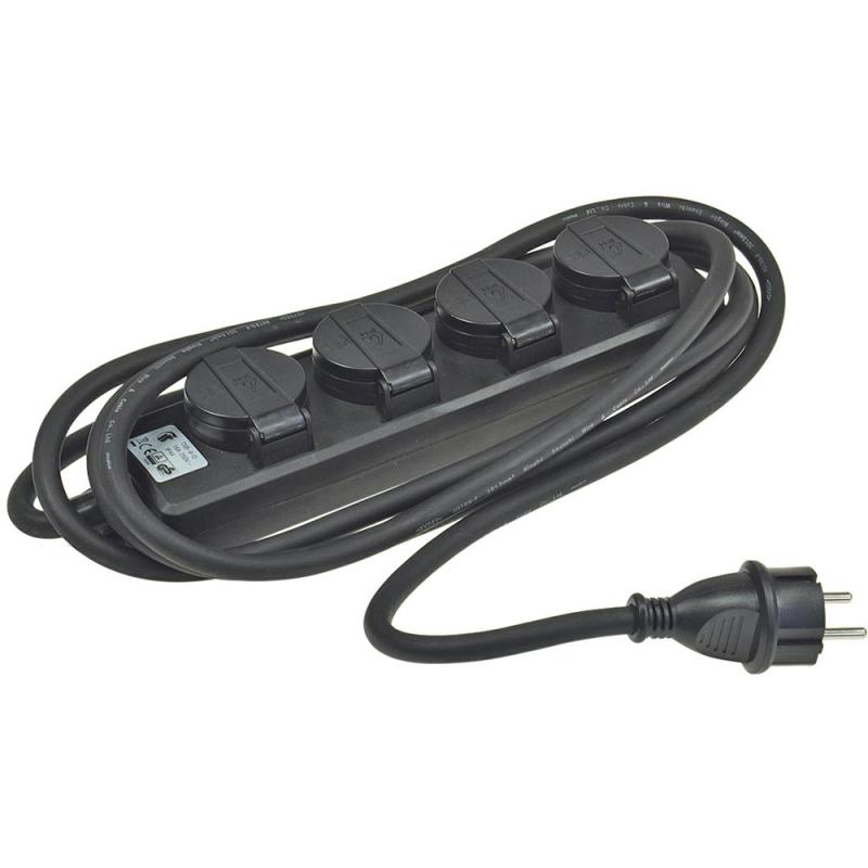 ChiliTec Gartensteckdosenleiste für Außen, 4-fach IP44, H07RN-F 3G1,5mm², Zuleitung 3m
