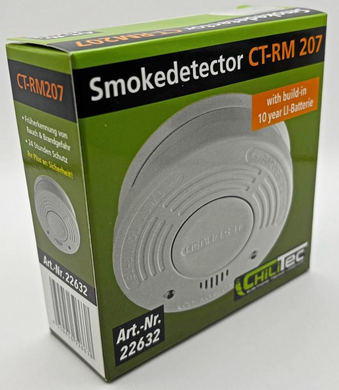 ChiliTec Rauchmelder "CT-RM 207" DIN EN14604 integrierte 10 Jahres Lithium-Batterie