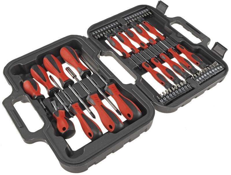 ChiliTec Schraubendreher Set 58-teilig mit Koffer 18 Schraubendreher, 40 Bits