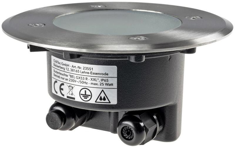 ChiliTec Bodenleuchte "BEL GX53 XXL " Rund ØxT 14x7cm, IP65, Extra breiter Rahmen